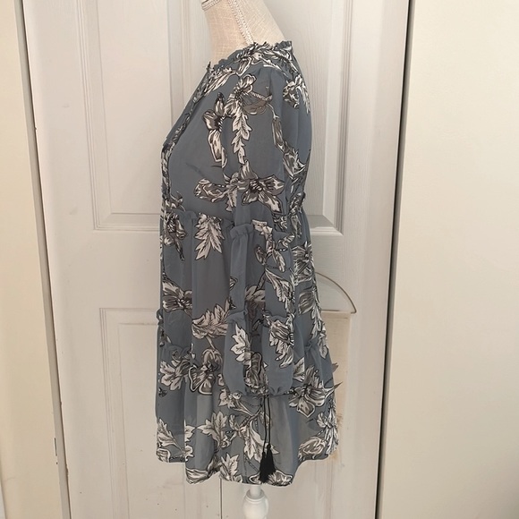 Free People Home Made Blue Floral Tunic Top - Picture 2 of 5